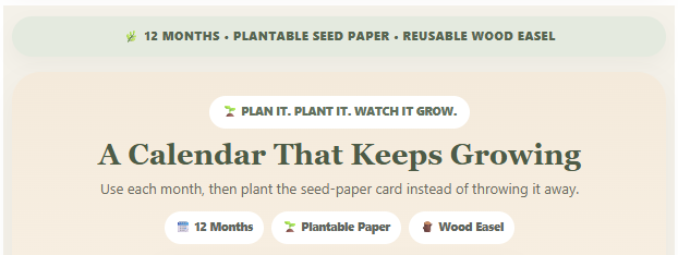 🎄Early Holiday Sale 50% OFF 🌱Eco-Friendly Plantable “Timeless” Seed Calendar 2027